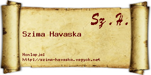 Szima Havaska névjegykártya
